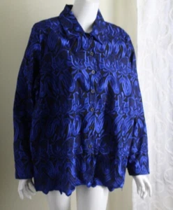 New Draper & Damons Sz 1X Exquisite Sapphire Blue All Embroidered Jacket - Picture 1 of 9