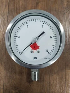 Canadagauge Test Gauge precision 0-15 psi 4.5"dial 0.20-0.25% Hi Accuracy all SS - Picture 1 of 1