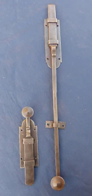 2 Targettes fer longueur 16,5 & 43 cm porte double placard ancienne - Photo 1/4