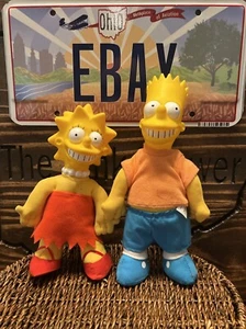 The Simpsons Burger King Plush Dolls Lot Set of 2 BART & LISA Simpson 1990 - Picture 1 of 9