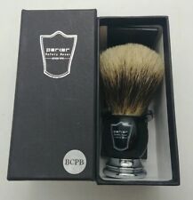 NIB PARKER Black & Chrome Handle 100% Pure Badger Shaving Brush & Stand (E1-3)