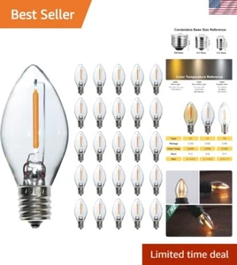25-Pack C7 Replacement LED Bulbs, Warm White Filament for Indoor/Outdoor Use - Picture 1 of 9