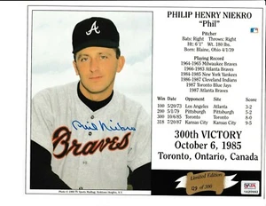 PHIL NIEKRO SIGNED 8X10 PHOTO FILE 300 VICTORY STATS LIMITED EDITION 129 300 PSA - Picture 1 of 4