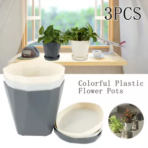 Plastic Flower Pots Garden Plant Pots Plant Holder with Tray Plant Nursery guuxO - Picture 1 of 10