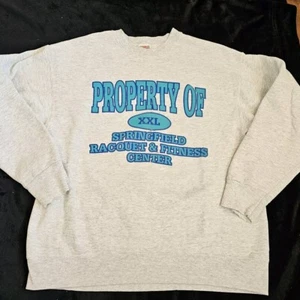 Vintage Sweatshirt Crewneck Gray M Distressed Springfield Racquet Fitness Center - Picture 1 of 14