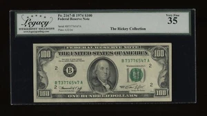 DBR 1974 $100 FRN New York Fr. 2167-B Legacy 35 Serial B73776547A - Picture 1 of 2