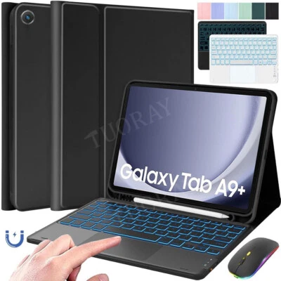 For Samsung Galaxy Tab A8 A9+ S9 FE/S9 S8 Backlit Touchpad Keyboard Case Mouse - Image 1 of 4