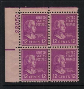 1938 Zachary Taylor Prexy 12c Sc 817 MNH nice OG eye plate block 22050 (07 - Picture 1 of 1