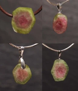 Unikat Edelstein Anhänger Wassermelonen Turmalin für Kette und Band Steinschatz - Bild 1 von 34