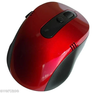 2.4G Wireless / Cordless Optical Mouse with USB Receiver. RED - Picture 1 of 3
