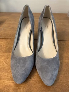 Cole Haan Gray Women Suede Leather Block Heels Size 8.5M - Picture 1 of 6