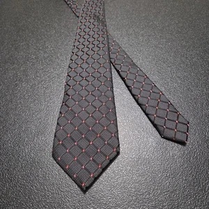 Corbata Dolcepunta Para Hombre 62L 4W Negra Roja Hecha a Mano Italiana Seda Cuadrados Paisley - Imagen 1 de 11