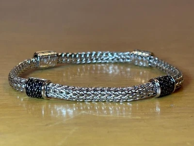 Nuevo Brazalete John Hardy Plata de Ley 925 Zafiro Negro 4 Estaciones Icono 7.5" Foto 1 de 4