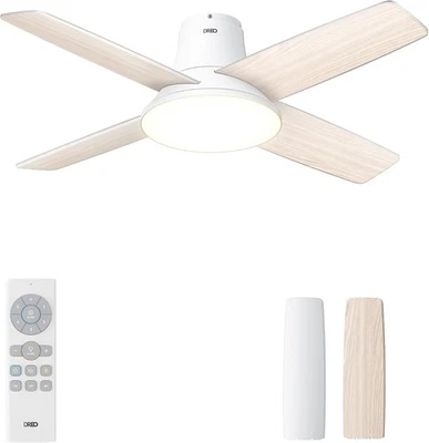 Dreo Ceiling Fans with Lights and Remote, 44 inch Low Profile 44", White - Image 1 of 4