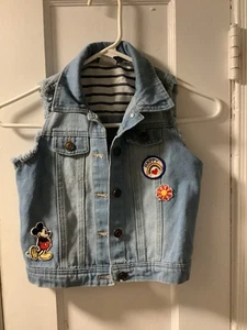 Disney X Junk Food Girls Mickey Mouse Button Down Denim Vest Size Medium - Picture 1 of 3