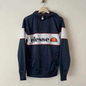Herren Ellesse Hoodie Navy Blau Kapuze XS Logo Pullover Spellout 1/4 Zip - Bild 1 von 9