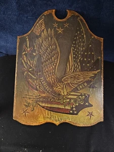 Placa de pared de madera de águila hecha a mano de colección 24"x18" hecha en EE. UU. en 1972 banderas historia - Imagen 1 de 7