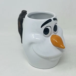 Disney Frozen Olaf Mug Figural 3D White Ceramic Orange Carrot Nose Twig Handle - Picture 1 of 18