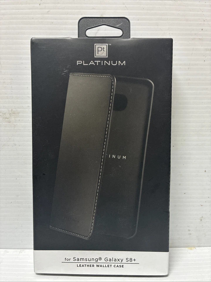 Platinum Genuine Leather Black Wallet Folio Case for Samsung Galaxy S8 Plus