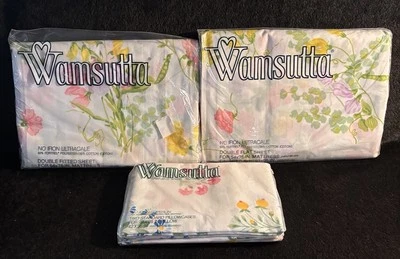 Wamsutta Ultracale Vintage DOUBLE 54”x75” Sheet Set Sweet Pea Floral Retro NEW - Image 1 of 4