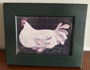 Arte popular enmarcado vintage WARREN KIMBLE gallina con huevos impresión granja campo pollo - Imagen 1 de 23