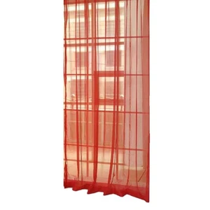 Red Sheer Voile Curtain, Colorful Tulle Drape Panel for Window or Door 2m*1m - Picture 1 of 9