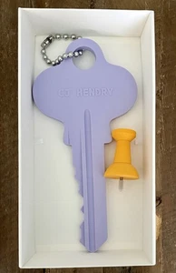 CJ Hendry Lost & Found Art Exhibition Key Wall Sculpture | Purple Key Orange Pin - Picture 1 of 5
