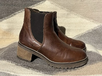 Bos & Co MASS Waterproof Side Zip Leather Ankle Boots 39 / 8.5  Brown Lug Sole - Image 1 of 4