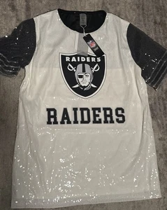 Vestido jersey de lentejuelas completo para mujer NFL Las Vegas Raiders Gameday Couture Bling - Imagen 1 de 11