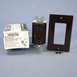 Cooper Brown Heavy Duty Tamper Resistant GFCI GFI Outlet NEMA 5-15R 15A TRVGF15B - Picture 1 of 6
