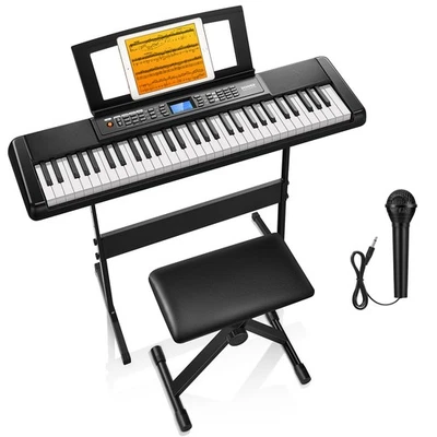 Donner DEK-200 61-Key 300-Tone Electric Keyboard, Tripod Bench and Microphone - Image 1 of 4
