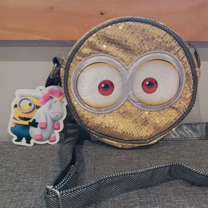 Despicable Me Minion Sequin Crossbody Bag Gold Unisex Adjustable Strap - Imagen 1 de 8