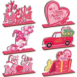 6 Pcs Mother's Day Centerpiece Table Decorations Happy Mother's Day Wooden Ta... - Picture 1 of 6