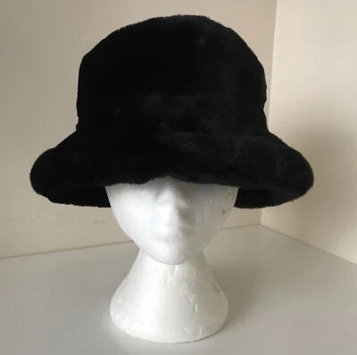 Sombrero de piel sintética negro vintage M&S St Michael S/M floppy  Foto 1 de 4