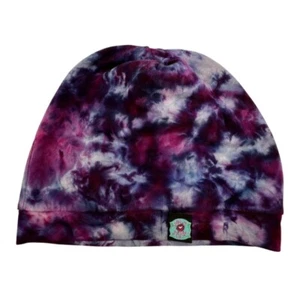 EISKRAWATTE FÄRBSTOFF 100 % Baumwolle Beanie Strumpfkappe lila blau ART BY MEL ROSE Neu - Bild 1 von 4