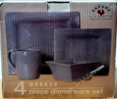 4 Tabletops Unlimited Toluca Espana Cobalt Blue Square Salad Plate Cup Bowl 8" - Image 1 of 4