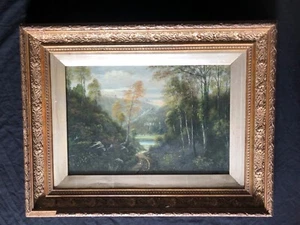 George Willis Pryce Oil Painting River Valley view Original Ornate Frame Picture - Picture 1 of 8