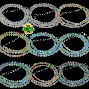 Ethiopian Opal - Opal Balls Necklace - Smooth Opal - Vintage Fire Opal Balls - Picture 1 of 10