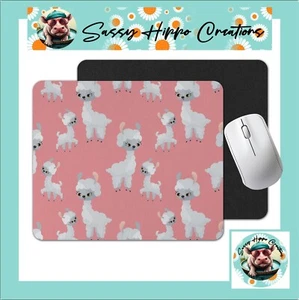 Mouse Pad Adorable Llama Pink Alpaca Baby Anti Slip Back Easy Clean Sublimated - Picture 1 of 4