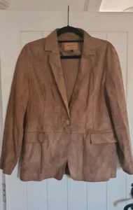 Massimo Dutti Women’s Brown Suede Leather Blazer Jacket Coat Size L - Picture 1 of 6
