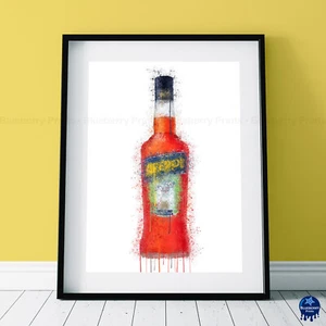 Aperol Aperitif Likörflasche Splatter Stil Kunstdruck, in 4 Größen erhältlich. - Bild 1 von 6