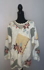 Yarnworks Handknit Vintage Sweater Long Sleeve medium floral Cotton blend