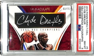 2014 Panini Immaculate Coll. CLYDE DREXLER Signed Card #5 Graded PSA 8 Slabbed - Picture 1 of 2