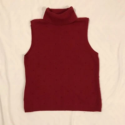 Chaleco Suéter Cuello Alto Jones New York Country Para Mujer De Colección Con Cuentas Talla L Lana Foto 1 de 4