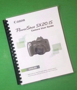 Owners Manual for Canon PowerShot SX20 IS 180 Pages W/Clear Covers! - Picture 1 of 1