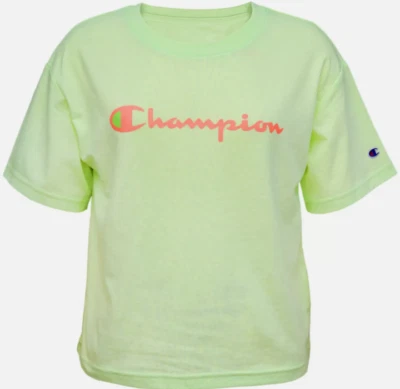 Girls' Size L - Champion Solid Boxy T-Shirt Pale Lime Green - Image 1 of 4