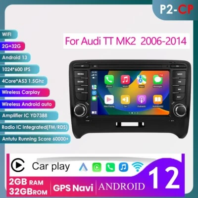 Radio de coche GPS estéreo pantalla táctil navegación para Audi TT 2008-2014 Carplay Android 13 Foto 1 de 4