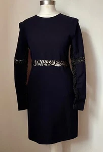 MAJE LACE INSERT FITTED COCKTAIL DRESS T 1 UK 6/8 USED ONCE IN SHOOT - Picture 1 of 4