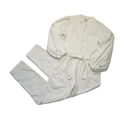 NUEVO CON ETIQUETAS J.Crew Mono Chino Alto Manga Abullonada en Algodón Marfil con Cinturón 1 Pieza 6T Foto 1 de 4