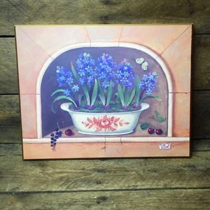 Hyacinth Floral Artwork Plaque Interior Accents - Picture 1 of 2